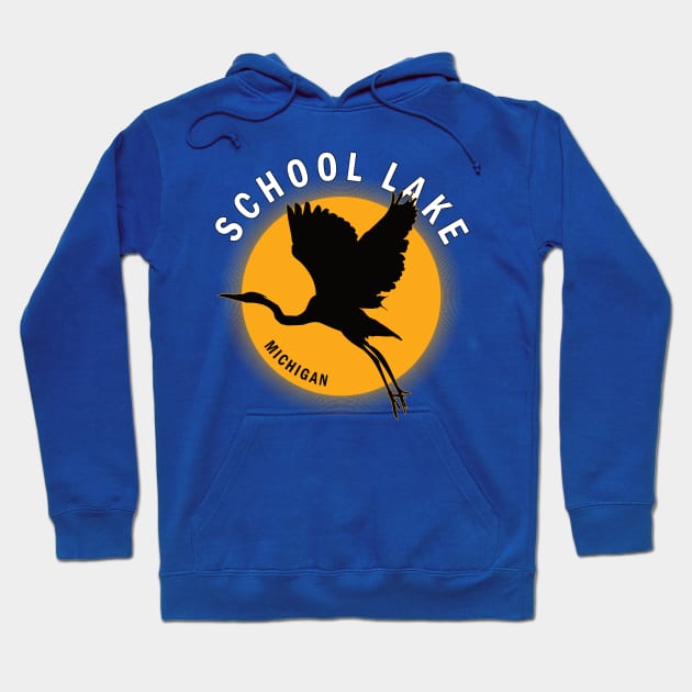 School Lake in Michigan Heron Sunrise Hoodie by BirdsEyeWorks